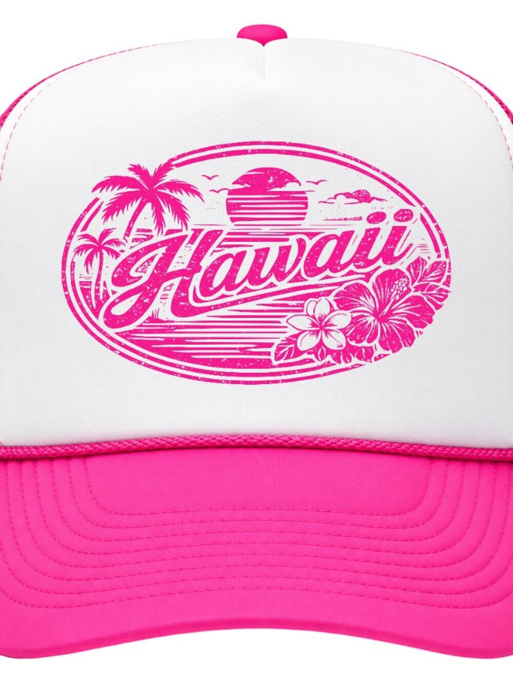 Hawaii Retro Vintage Style Foam Trucker Hat Mesh Snapback Pink